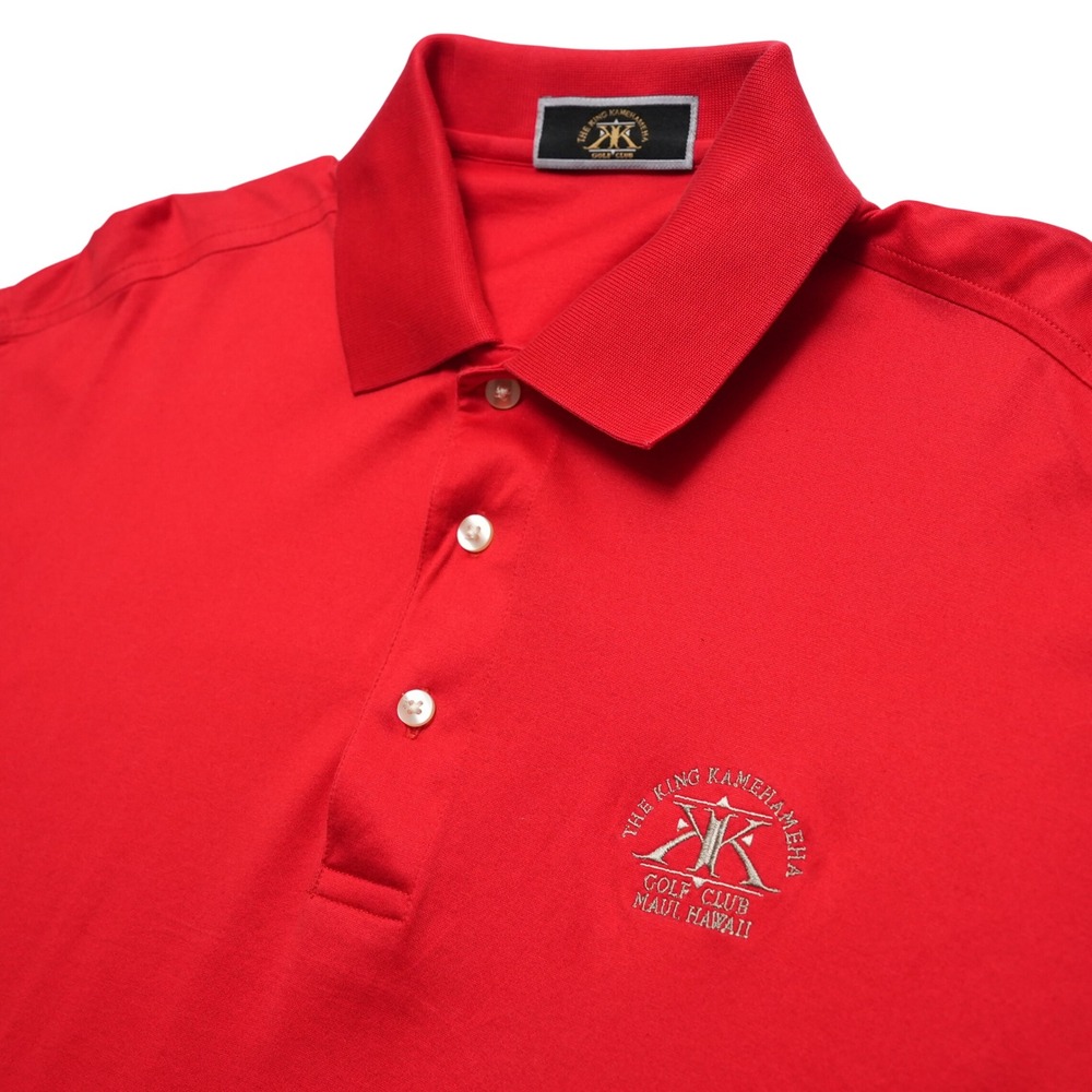 King Kamehameha Golf Club Polo‎ Shirt Mens Medium Red Maui Hawaii  Pima Cotton